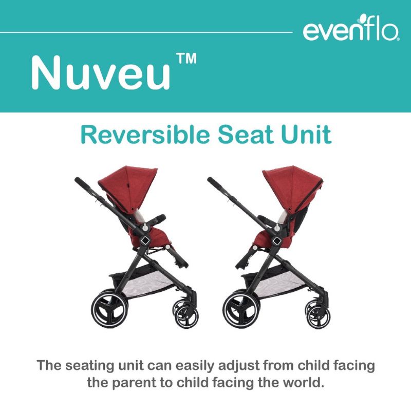 Stroller Kereta Dorong Bayi Evenflo Nuveu LC839A Sleek Lightweight Reversible