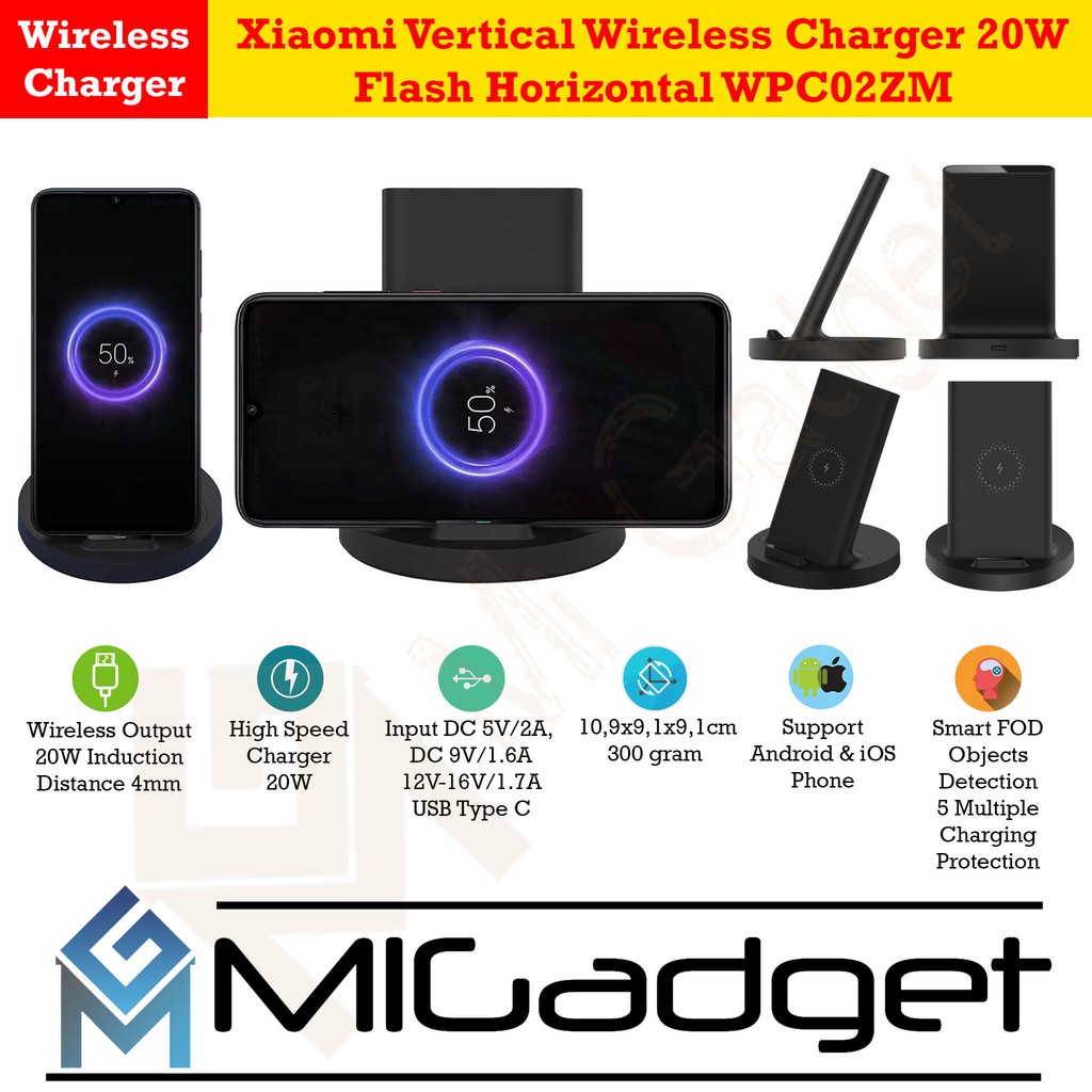 Vertical Horizontal Wireless Charger 20W Fast Charger WPC02ZM