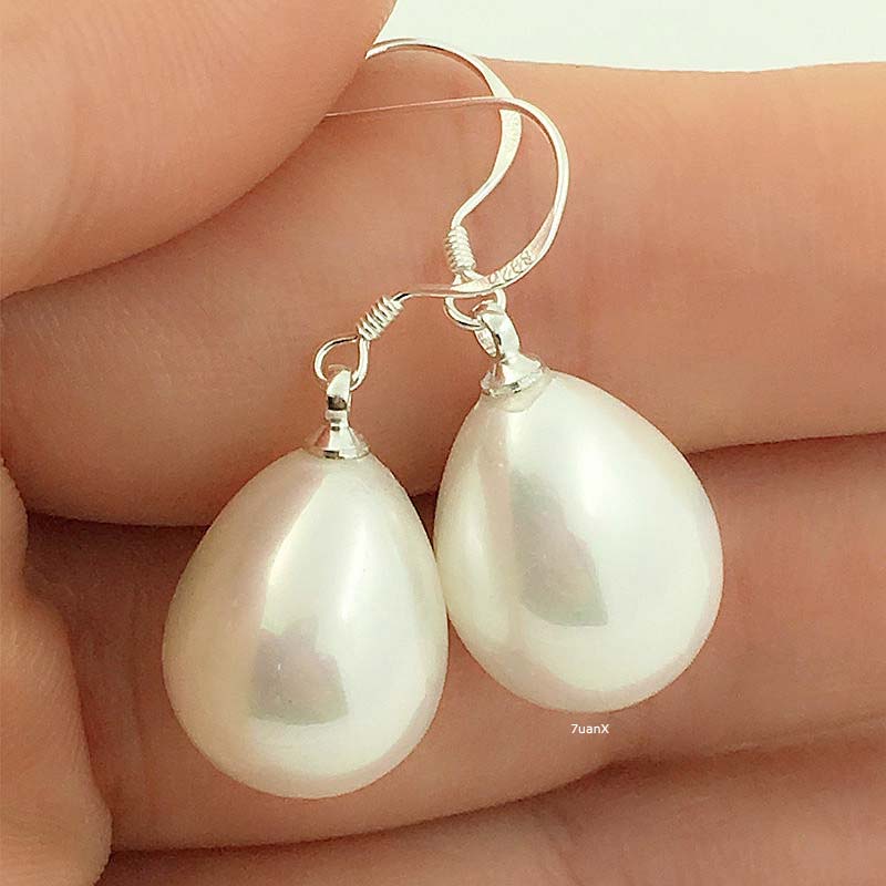 1 Pasang Anting Kait Gantung Sterling Silver 925 Hypoallergenic Hias Mutiara Air Tawar Untuk Wanita