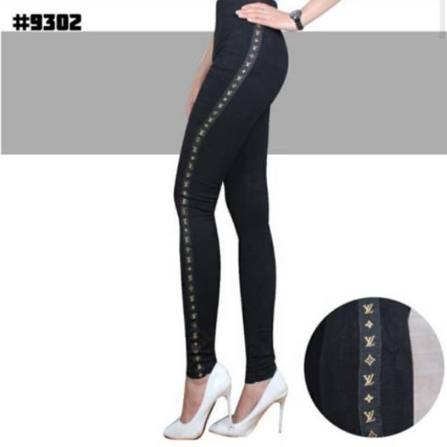 PREMIUM Celana Legging LIST HITAM LVV Import Fit to S-XXL