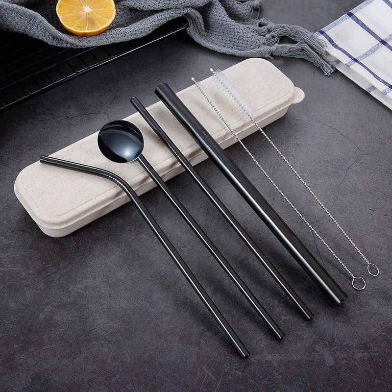 Sedotan Cutlery Set Gold Rainbow Black Rosegold Package BOX Straw BNIB Stenlis Stenlish Premium Quality Cutlery set Love Earth Cinta Bumi dengan mengurangi pemakaian Plastik Sedotan Boba Baik Bagus tanpa pewarna, tidak mudah karatan little miss sunshine