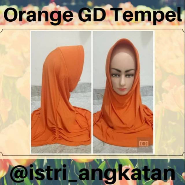 Jilbab Orange Garis Dua Rempel