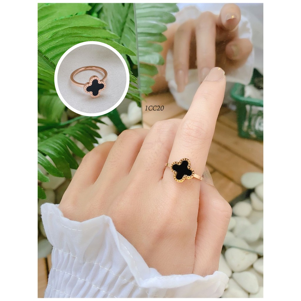 Cincin Wanita Lv Premium Titanium Titanium Anti Karat&Luntur