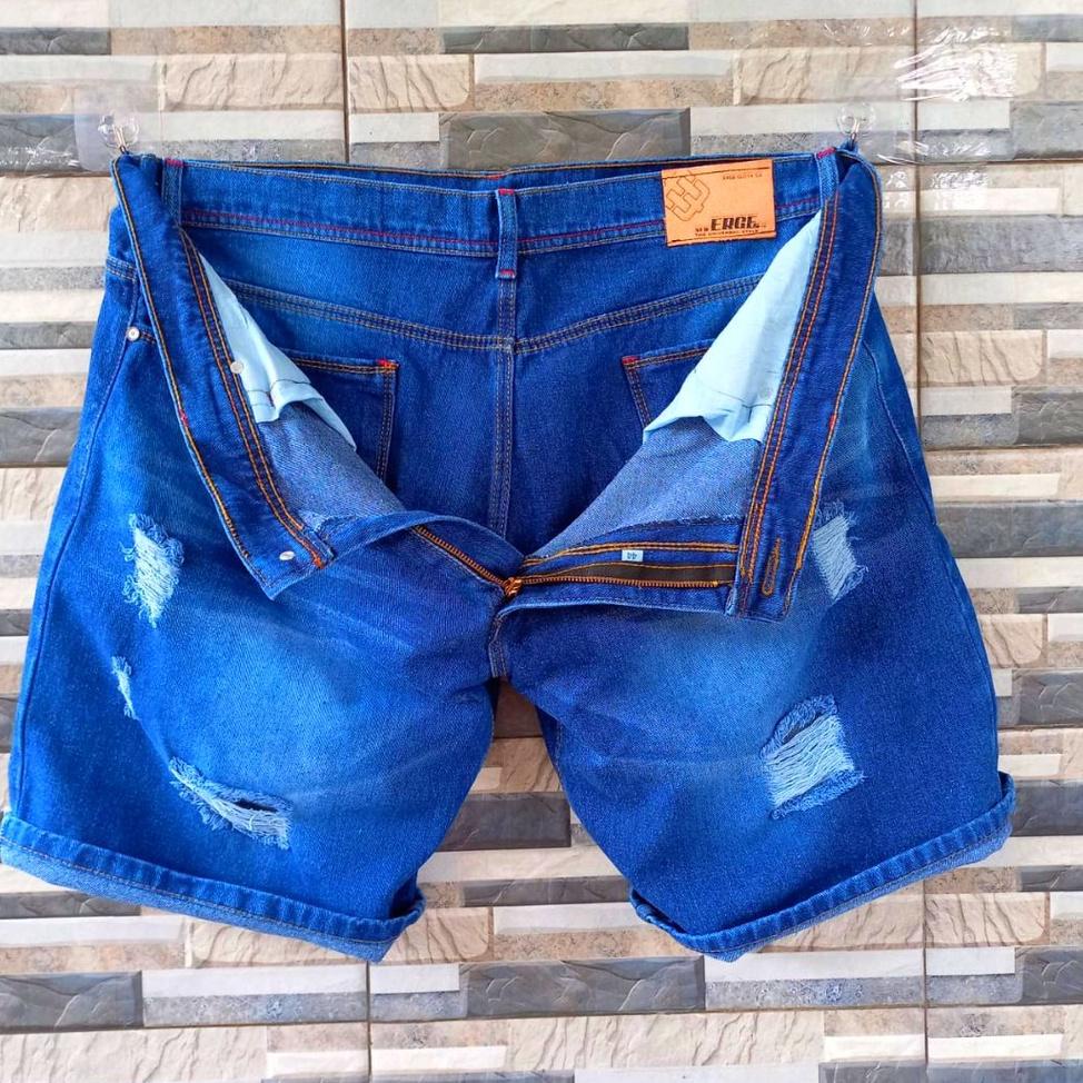 Celana jeans pendek pria ripped sobek jumbo big size 32 - 44 {BPD.26Au22l}