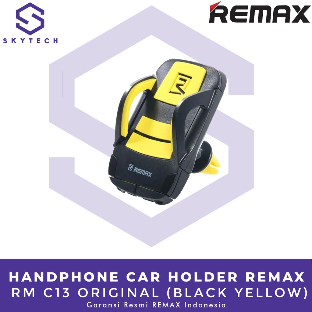 HANDPHONE CAR HOLDER REMAX BLACK YELLOW RM C13 ORIGINAL GARANSI RESMI