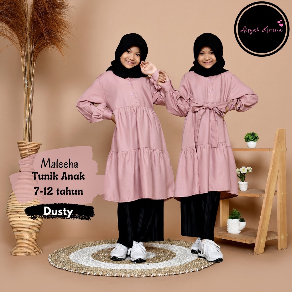 Maleeha Tunik anak remaja rok tumpuk bahan toyobo adem, Tunik anak SMP bahan premium bisa COD
