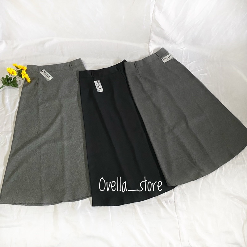 ROK KANTOR/ROK KERJA WANITA MODEL A LINE/BAHAN SEMI WOLL/SIZE S-XL