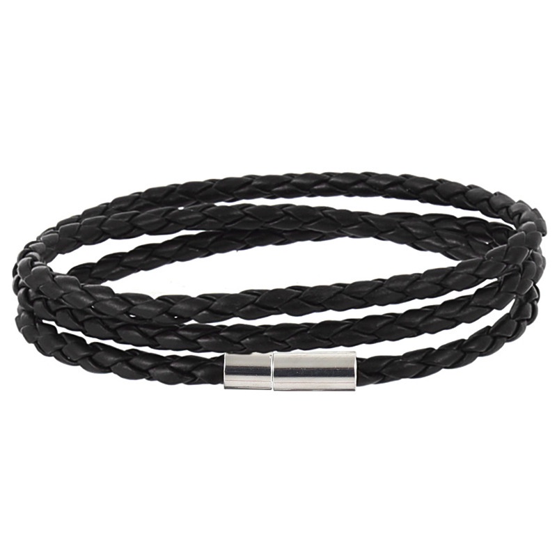 Gelang Korea Multi-layer Jalinan Twist Bracelet Tali Kulit Gelang G-black