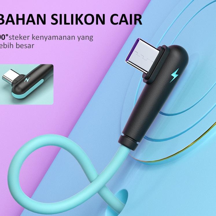 160 【READY】Kabel Charger 5V/3A fast charge charging cable/90 degree elbow socket/Type-C Micro 3A Qui