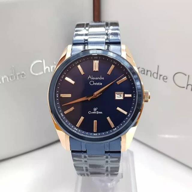 JAM TANGAN PRIA ALEXANDRE CHRISTIE AC 8514 BLUE ROSEGOLD