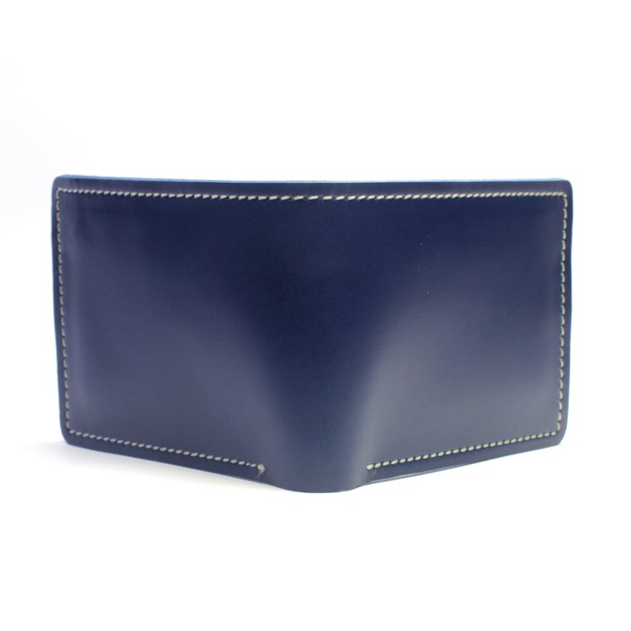 dompet pria kulit sapi asli warna biru - bifold wallet basic PHWL508