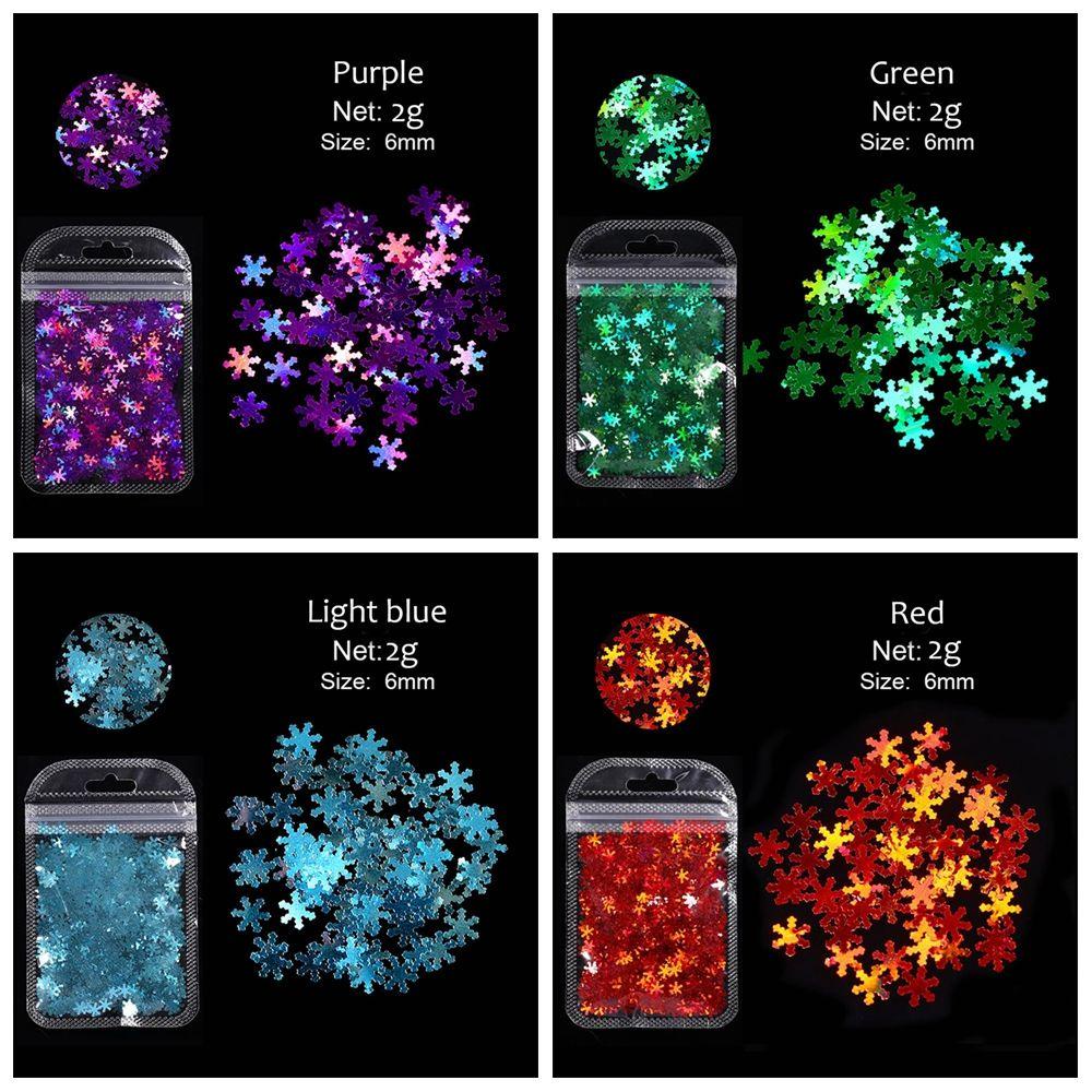 Solighter 1tas Nail Sequin Hiasan Paku Glitter Xmas Snowflakes Warna Campur Hologram