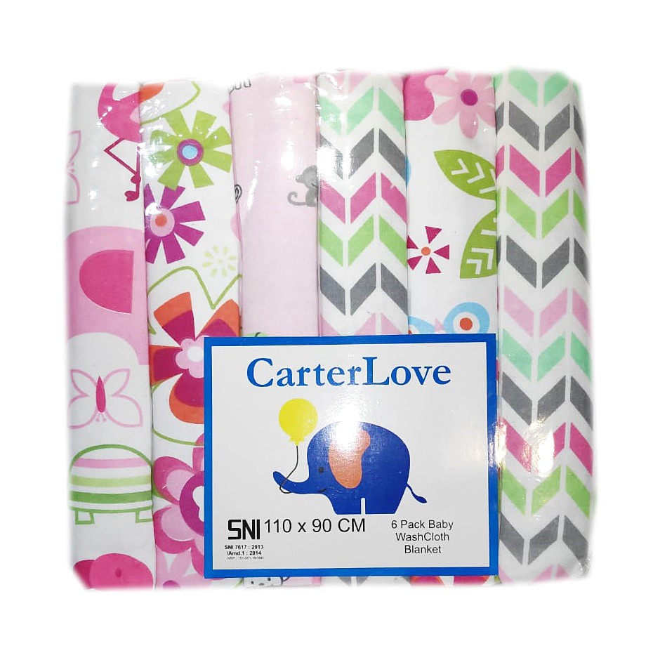 Carterlove Bedong Bayi 6in1 JUMBO 110x90 SNI/ Selimut Bayi Flanel (Tersedia varian karakter)