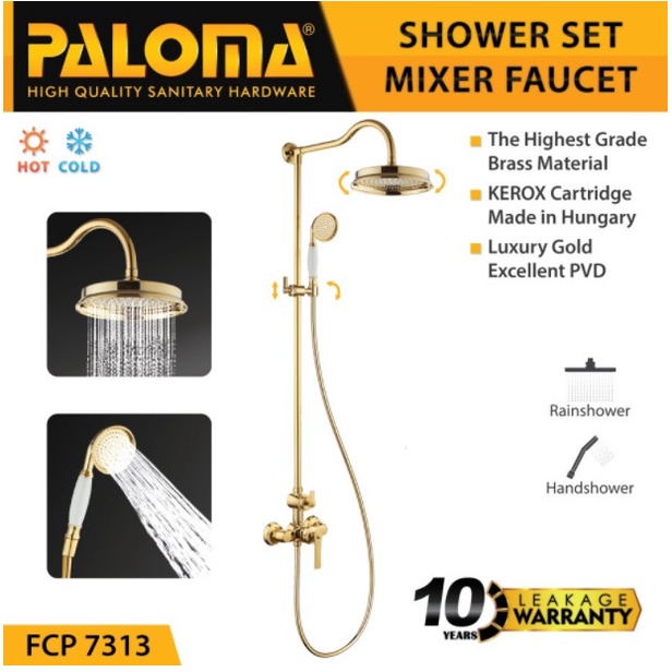 PALOMA FCP 7313 SHOWER TIANG SET GOLD KERAN PANAS DINGIN KAMAR MANDI