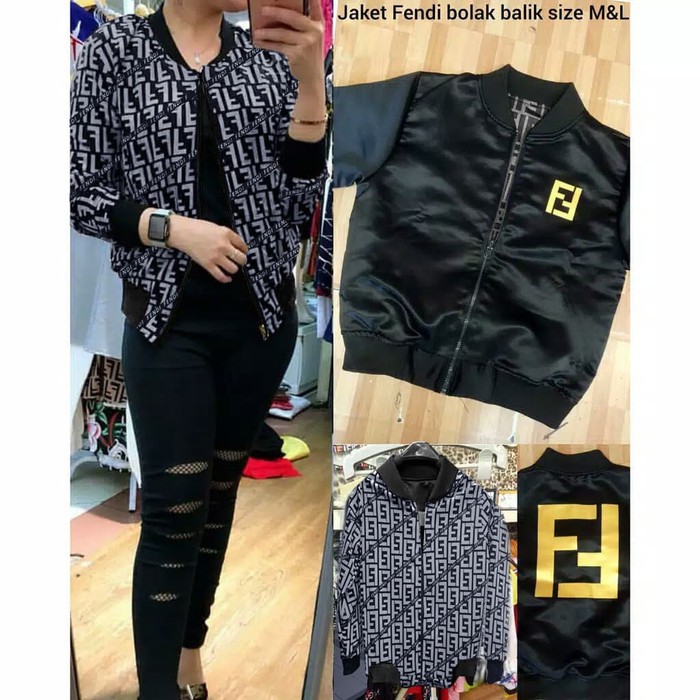 [JAKET FENDI GREY SL] Jaket wanita scuba abu
