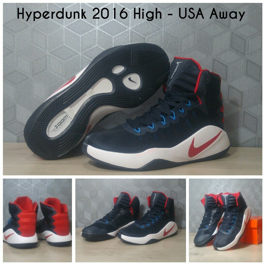 Sepatu Basket Kuliah(FREE KAOS KAKI) Sepatu Basket Nike Hyperdunk 2016 Usa Navy HIGH