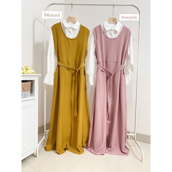 humaira set dress / set kemeja dan dress polos