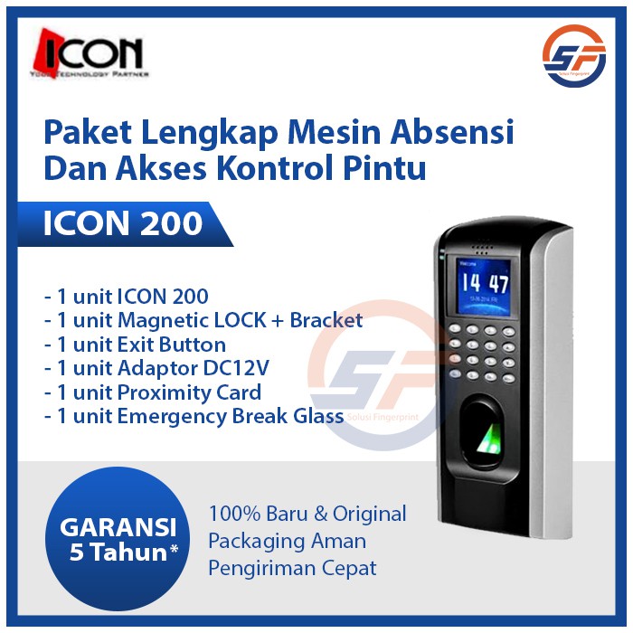 Paket Akses Kontrol dan Mesin Absen ICON 200 Original