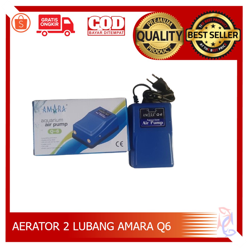 AERATOR AMARA 2 LUBANG Q6 AMARA Q6 AERATOR 2 LUBANG MESIN GELEMBUNG AMARA AQUARIUM 2 LUBANG