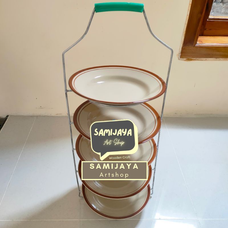 Tentengan Piring / Pengangkut Piring Besi Tebal Anti Karat isi 5 susun Piring