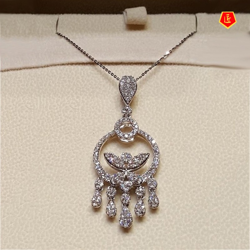 [Ready Stock]Micro-Inlaid Zircon Pendant Necklace Women Simple Fashion