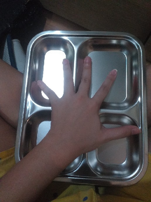 Piring Makan 4 Sekat Tempat Makan Persegi Bahan Stainless