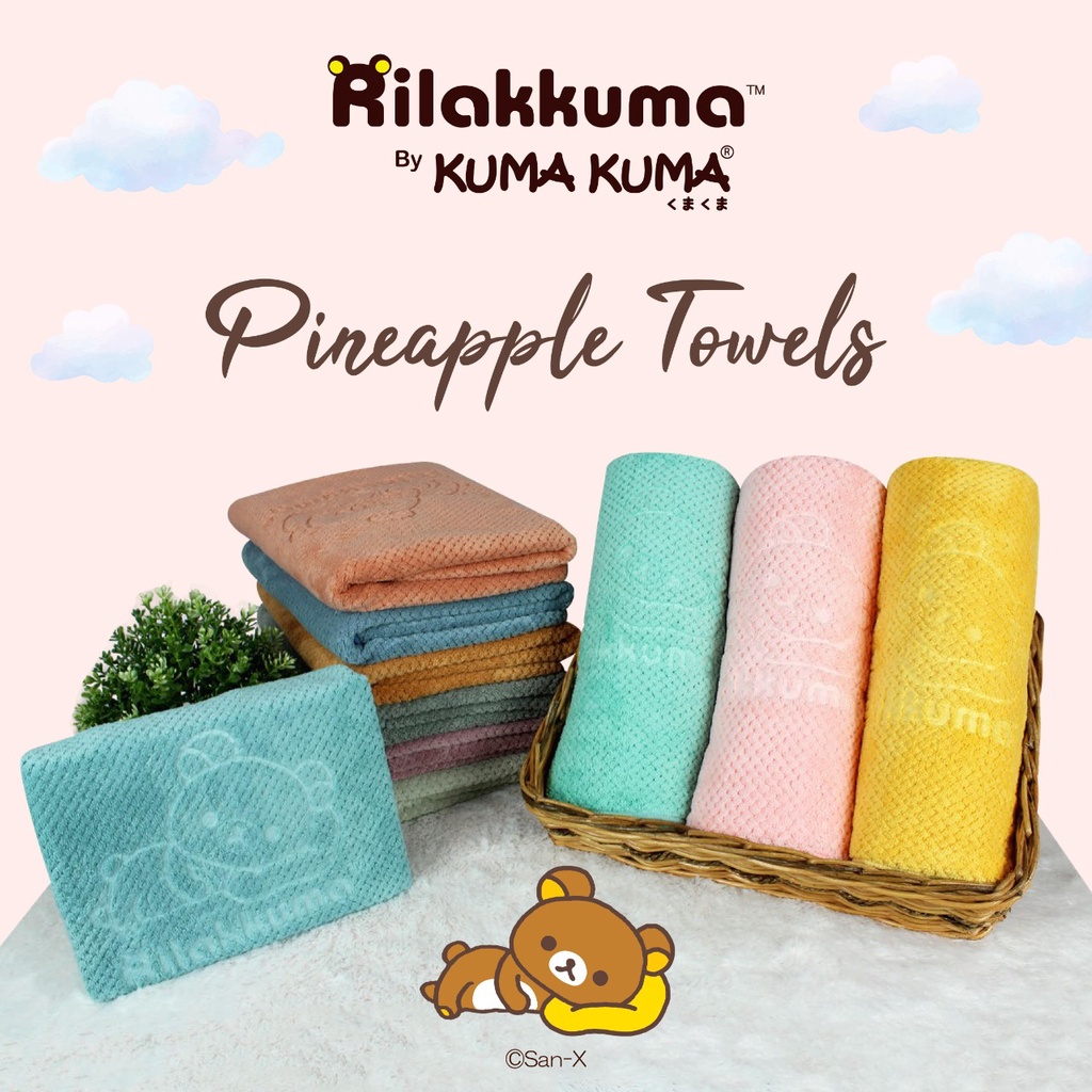 WARNA BARU HANDUK KUMA-KUMA PINNEAPPLE / PINEAPPLE HAPPY LIFE WITH RILAKKUMA BY KUMA KUMA PINNEAPLE TOWEL 140 X 70 CM