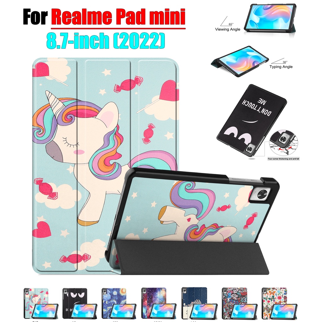 (Ready Stock) Casing Flip Lipat Tiga Motif Lukisan Untuk Realme Pad Mini 4G LTE 8.7 &quot;(2022)