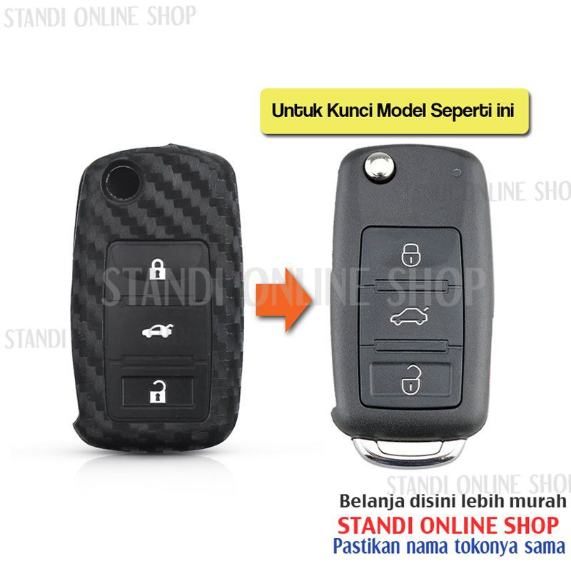 Kondom Kunci Silikon Carbon Remote Volkwagen VW Scirocco Beetle Touran