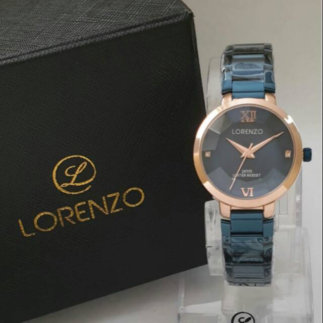 JAM TANGAN WANITA LORENZO R 1059 ROSE BIRU ORIGINAL