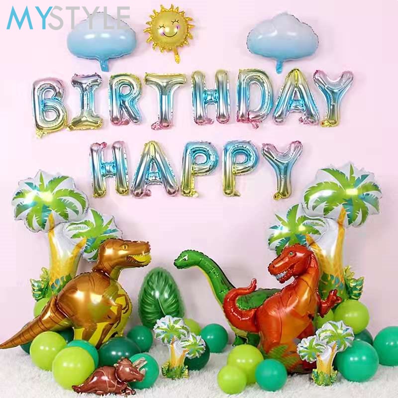 BALON FOIL TEMA DINOSAURUS BALON DINO JUMBO BALON HAPPY BIRTHDAY HBD DEKORASI ULANG TAHUN