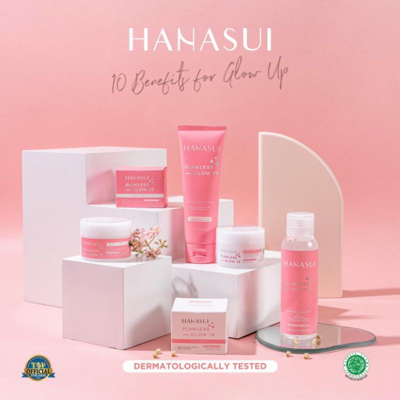 PAKET Hanasui Flawless Glow Up Series ( Day Cream, Night Cream, Power Essence, Cleanser )