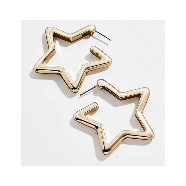 LRC Anting Tusuk Fashion Gold Street Street Pentagram Earrings D44796