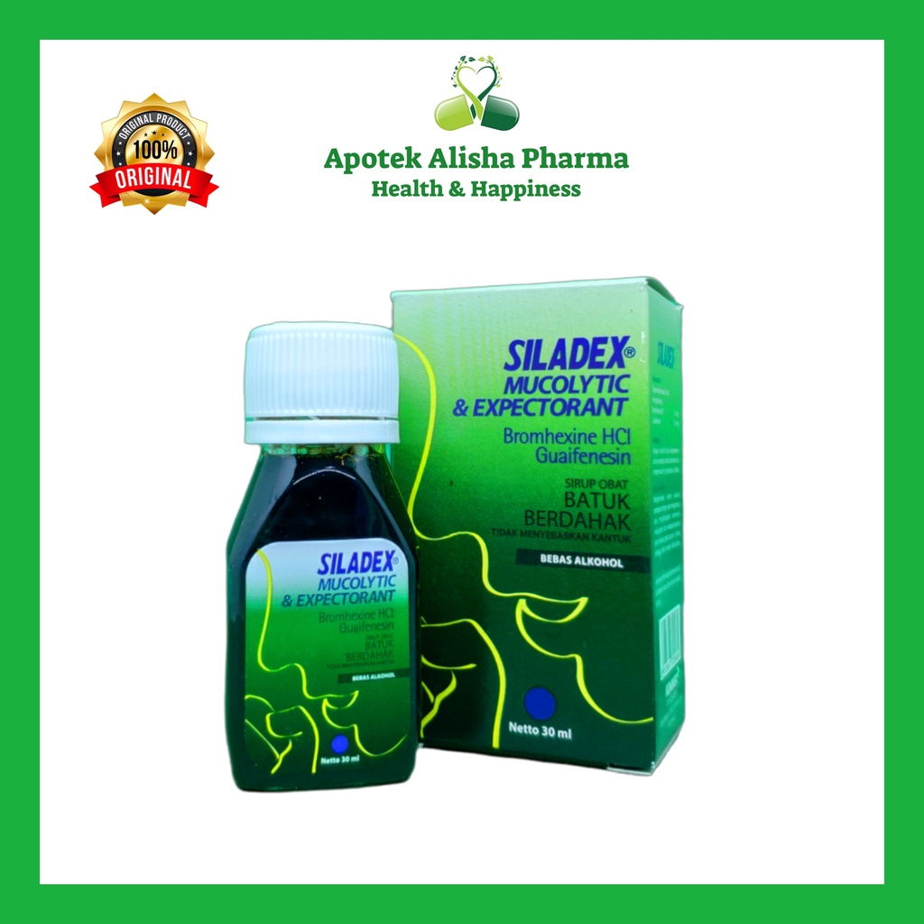 SILADEX MUCOLYTIC EXPECTORANT SYRUP 30/60ml-Siladex Hijau Sirup Obat Batuk Berdahak/Siladek ME Hijau Sirup