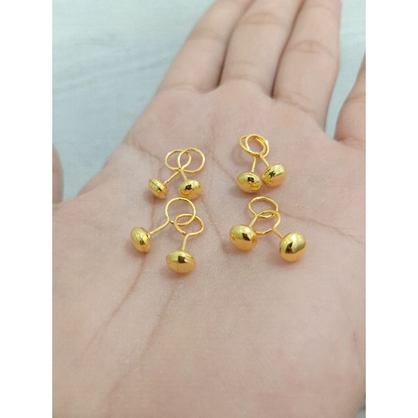 ANTING TOGE POLOS BESAR PERAK 925 LAPIS MAS 24K