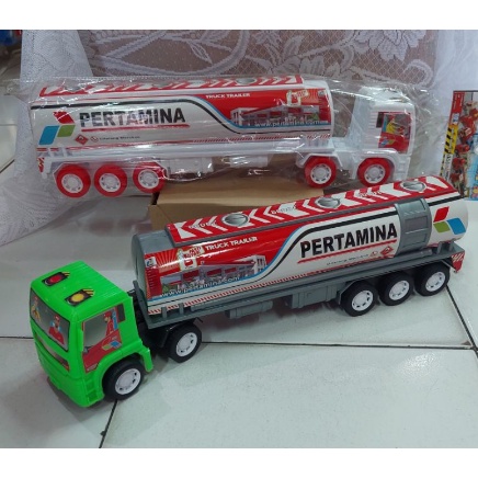 Mainan truck minyak bensin bahan bakar pertamina - truck container minyak BESAR PANJANG EJK