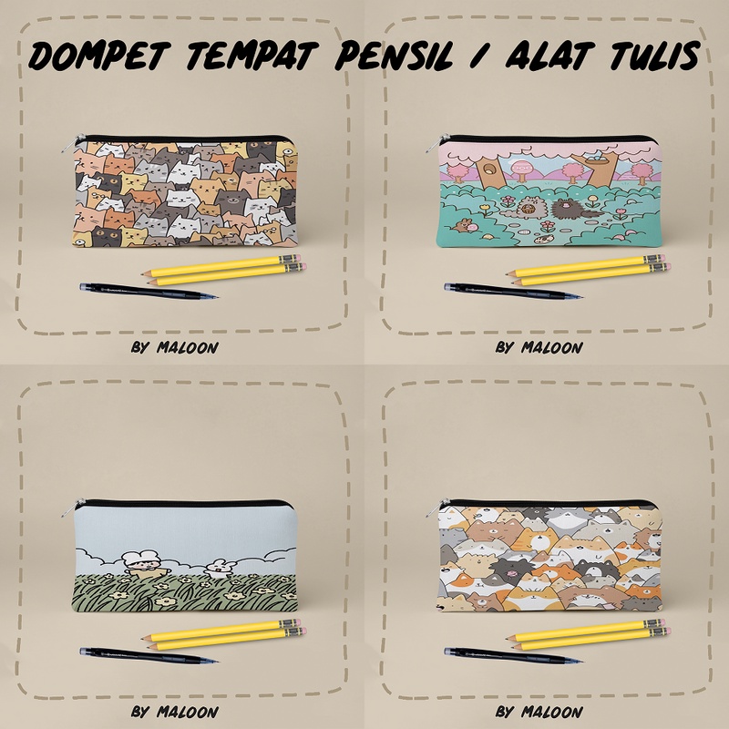 Dompet Tempat Pensil Alat Tulis alat makeup bahan Kanvas MOTIF LUCU 2