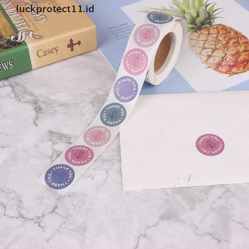 500 Pcs Stiker Label Gulung Motif Bunga thank you Untuk Dekorasi Buku Scrapbook