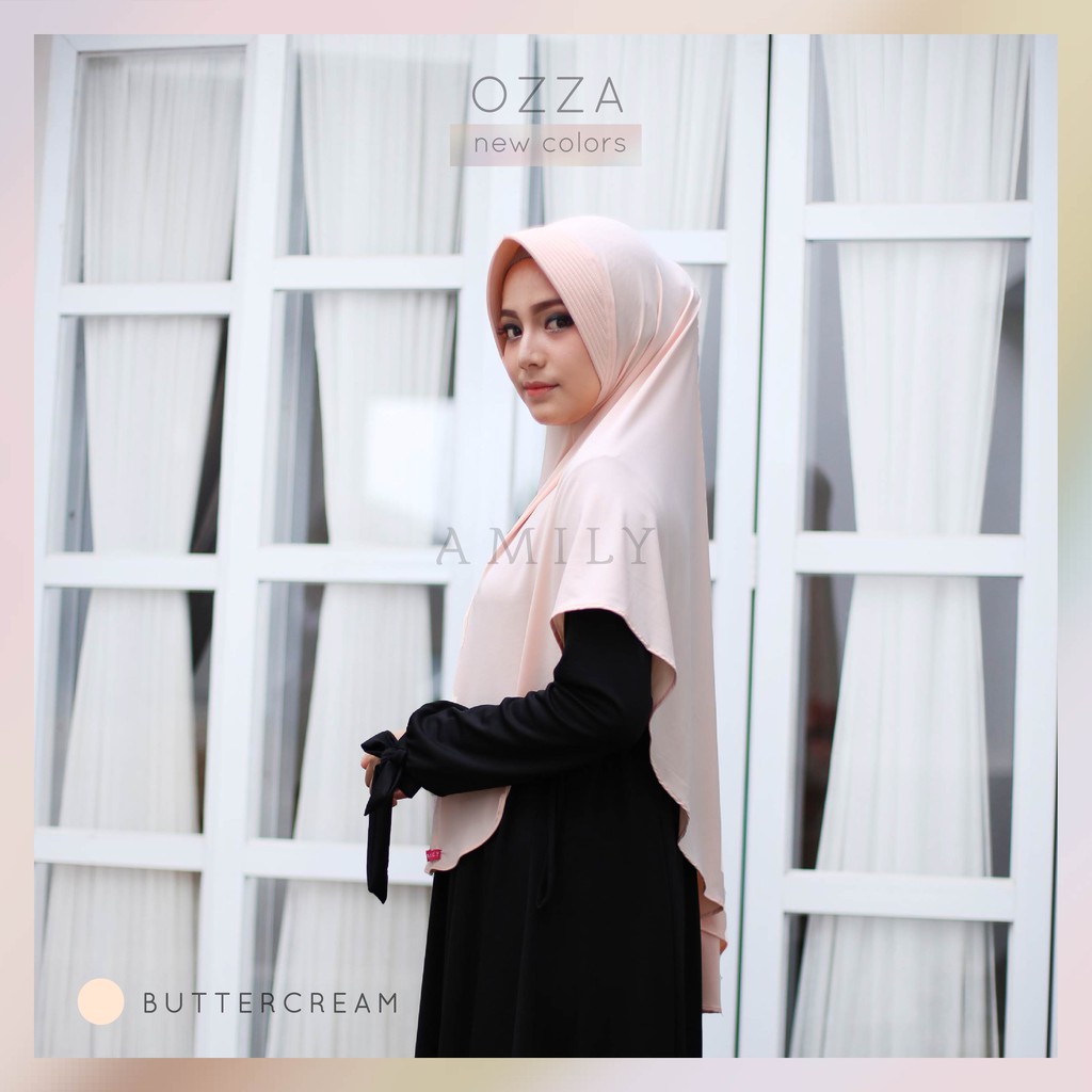 KERUDUNG INSTAN BERGO {OZZA} JILBAB SYARI ANTEM FASHION MUSLIM - [AMILY HIJAB] TERBARU BEST SELLER-Butter Cream