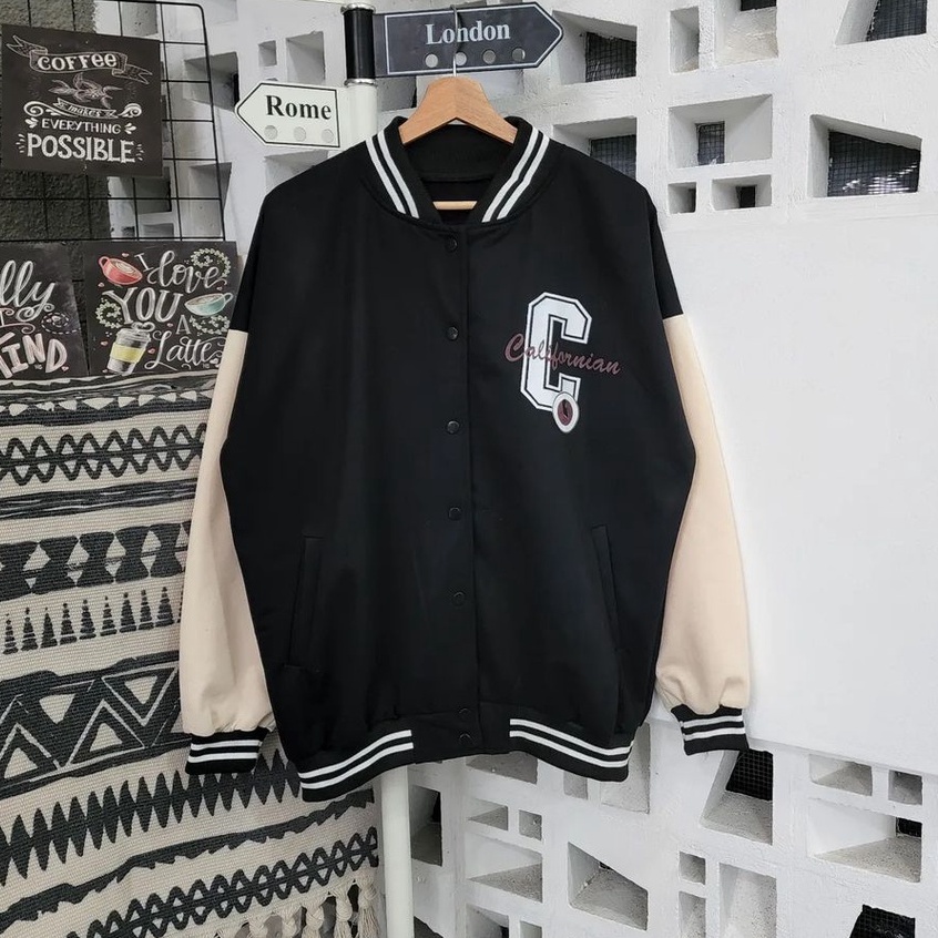 Jaket Oversize Terbaru Wanita Pria C Baseball Bahan Pleece Korean Style