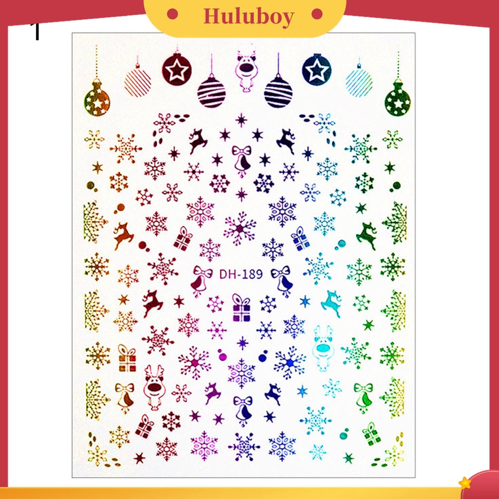 Huluboy Huluboy♡ Stiker Kuku 3D Motif Snowflake Natal Untuk Dekorasi Nail Art