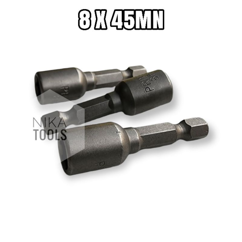 Mata Sok Roofing Bor Magnetic 8 mm x 45 Kunci Drilling Nut Eceran