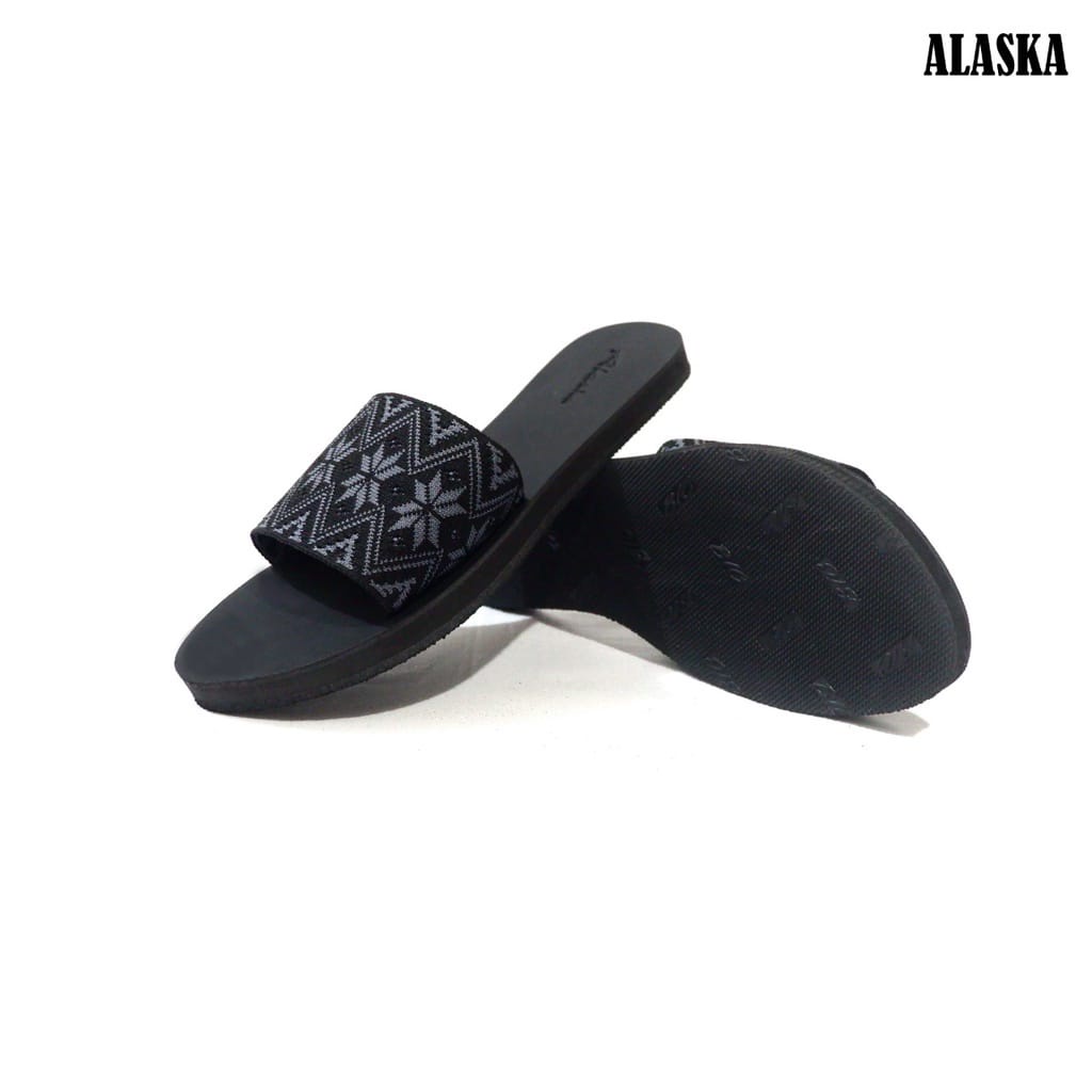 ALASKA SKT - Sandal Flat Wanita Slop Teplek Karet Rajut Import terbaru termurah