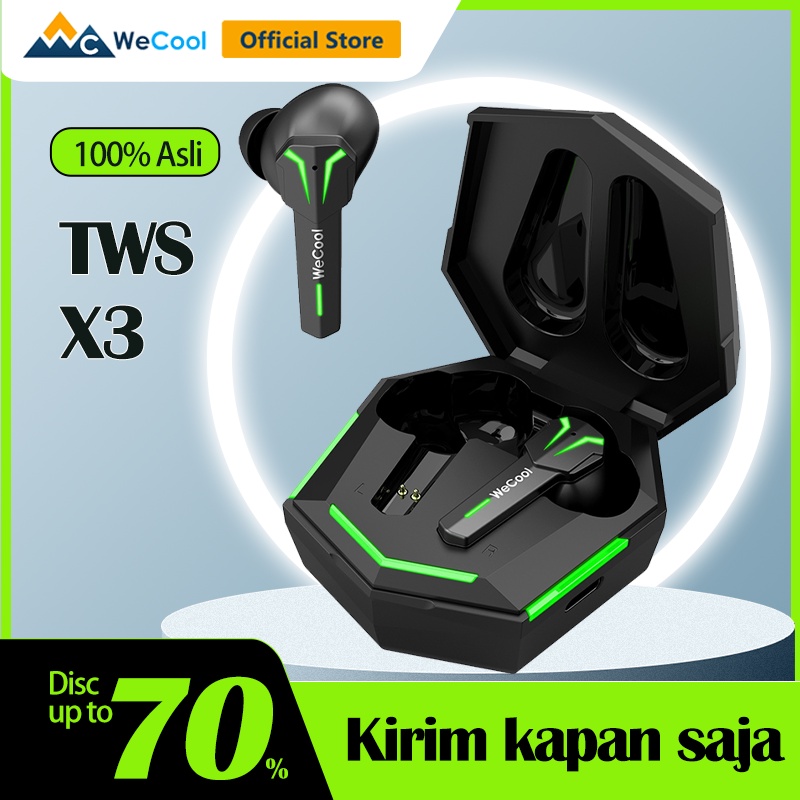 WeCool Freesolo x3 Bluetooth Earphones Earbud Gaming Bluetooth dengan Latensi Rendah 60ms Headset Bluetooth Waktu Putar 30 jam