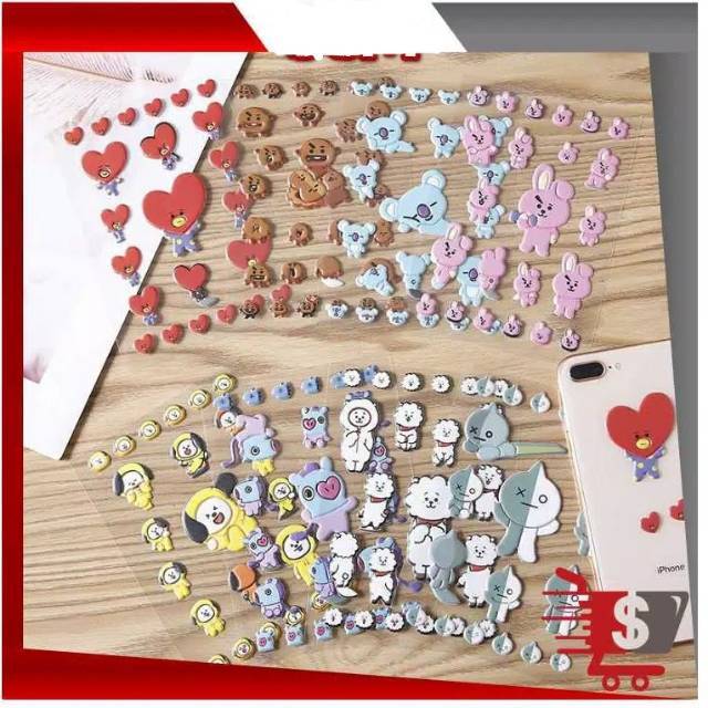 

BPT - 460 Sticker 3D Karakter BTS KPOP Korea BT21 / Tempelan Sticker Cartoon / Stiker Dekorasi