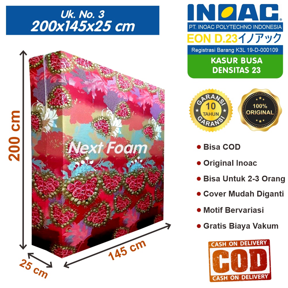 Kasur Busa Inoac Ukuran No 3 200x145x25 cm Tebal 25 cm EON D23 ORIGINAL INOAC Garansi 10 Tahun Asli