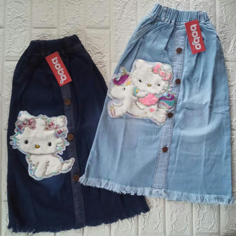 Shadow Rok Anak Jeans Motif Boneka Lembut Viral / Rok Jeans Anak Aplikasi Boneka / Jeans Anak / Rok 