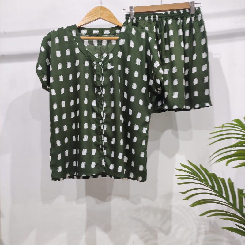 0PIYAMA KANCING PENDEK | PIYAMA BUSUI PENDEK | PIYAMA RAYON | BAJU TIDUR MURAH-KCB 3