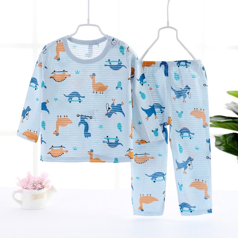 LIN9086 - 2in1 Piyama Atasan Lengan Pendek + Celana Panjang Cotton Set Baju Tidur Bayi Anak Katun Lembut sleepwear pakaian tidur bayi anak