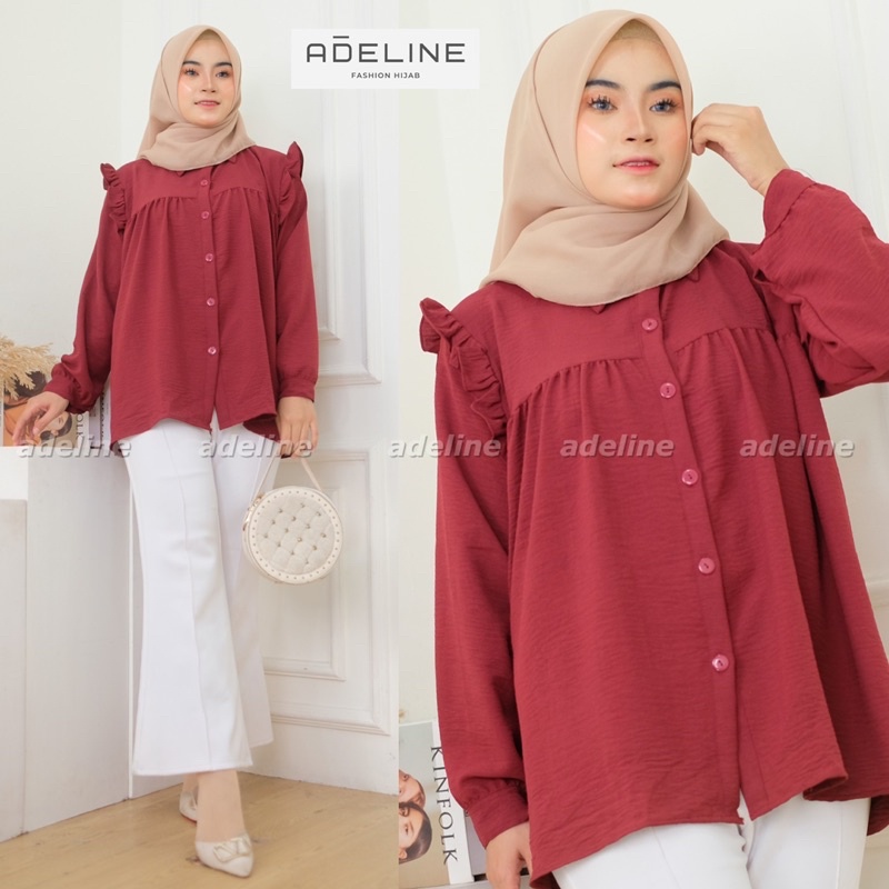 Yuka Top - Blouse Crinkle LD112 Oversize Atasan Crinkle Blouse Jumbo Busui / 387-6991